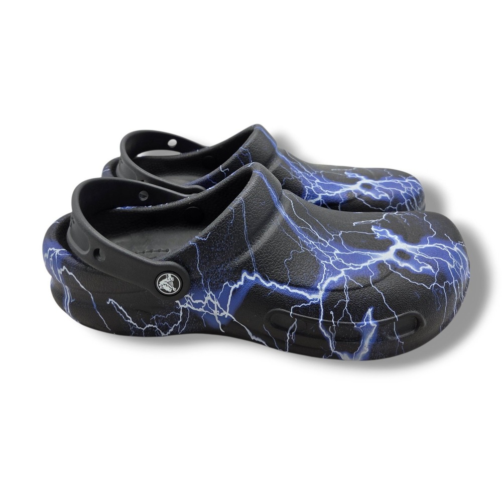 Crocs Bistro Graphic Clog Mens 8 Womens 10 Black Lightning Bolts Work ASTM